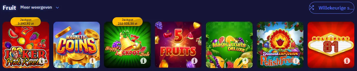 Algemene weergave van de casino spelencollectie